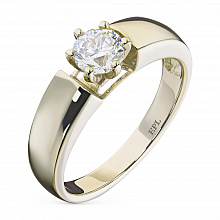 Keltakultainen sormus timanttikoru