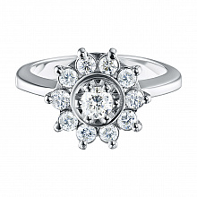 Valkokultainen sormus timanttikoru