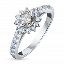 Valkokultainen sormus timanttikoru