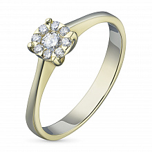 Keltakultainen sormus timanttikoru