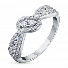 Valkokultainen sormus timanttikoru