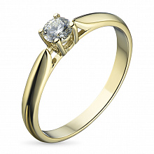 Keltakultainen sormus timanttikoru