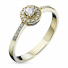 Keltakultainen sormus timanttikoru