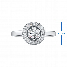 Valkokultainen sormus timanttikoru