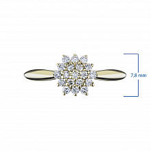 Keltakultainen sormus timanttikoru