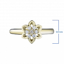 Keltakultainen sormus timanttikoru