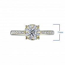 Keltakultainen sormus timanttikoru