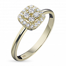 Keltakultainen sormus timanttikoru