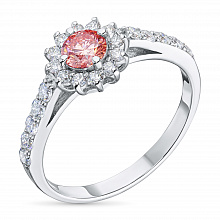 Valkokultainen sormus kasvatetut timantit