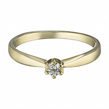 Keltakultainen sormus timanttikoru