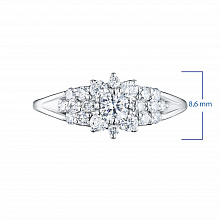 Valkokultainen sormus timanttikoru