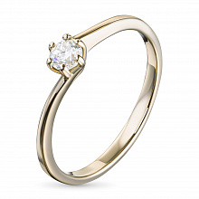 Keltakultainen sormus timanttikoru