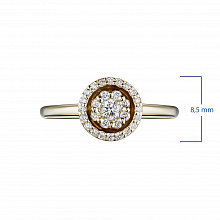 Keltakultainen sormus timanttikoru