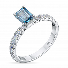 Valkokultainen sormus kasvatetut timantit