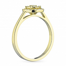 Keltakultainen sormus timanttikoru