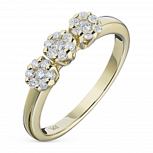 Keltakultainen sormus timanttikoru