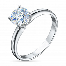 Hopeinen sormus jossa kasvanut timantti