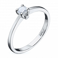 Valkokultainen sormus timanttikoru