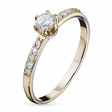 Keltakultainen sormus timanttikoru