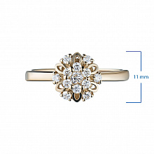 Keltakultainen sormus timanttikoru