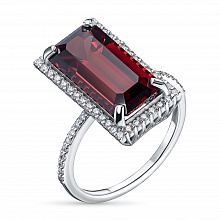 Sormus timanttikoru ja granaatilla