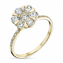 Keltakultainen sormus timanttikoru