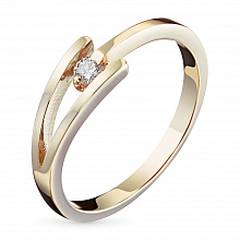 Keltakultainen sormus timanttikoru