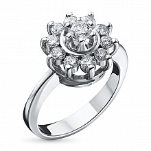 Valkokultainen sormus timanttikoru