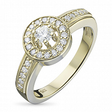 Keltakultainen sormus timanttikoru