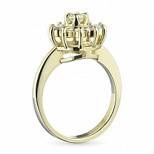 Keltakultainen sormus timanttikoru