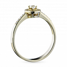 Keltakultainen sormus timanttikoru