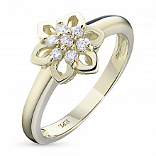 Keltakultainen sormus timanttikoru