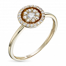 Keltakultainen sormus timanttikoru