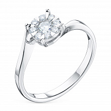 Valkokultainen sormus timanttikoru