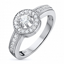 Valkokultainen sormus timanttikoru