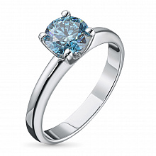 Valkokultainen sormus jossa kasvanut timantti