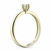 Keltakultainen sormus timanttikoru