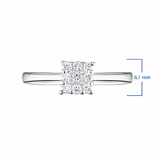 Valkokultainen sormus timanttikoru