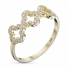 Keltakultainen sormus timanttikoru