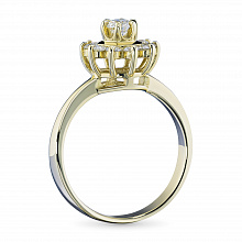 Keltakultainen sormus timanttikoru