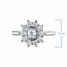 Valkokultainen sormus timanttikoru