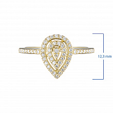 Keltakultainen sormus timanttikoru