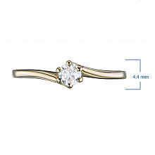 Keltakultainen sormus timanttikoru