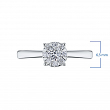 Valkokultainen sormus timanttikoru