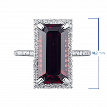 Sormus timanttikoru ja granaatilla