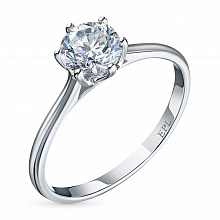 Valkokultainen sormus timanttikoru