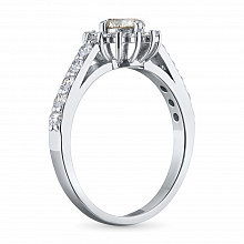 Valkokultainen sormus timanttikoru