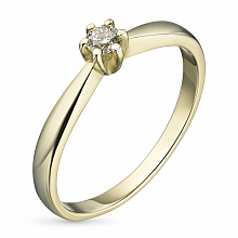 Keltakultainen sormus timanttikoru