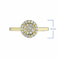 Keltakultainen sormus timanttikoru