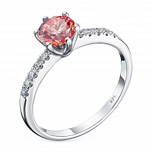 Valkokultainen sormus kasvatetut timantit